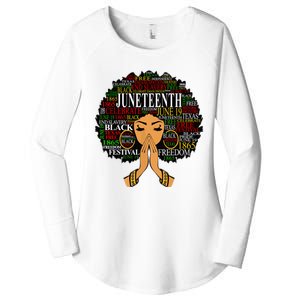 Juneteenth Melanin Black Women Natural Hair Afro Word Art Women's Perfect Tri Tunic Long Sleeve Shirt