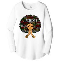 Juneteenth Melanin Black Women Natural Hair Afro Word Art Women's Perfect Tri Tunic Long Sleeve Shirt