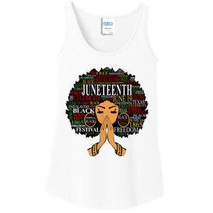 Juneteenth Melanin Black Women Natural Hair Afro Word Art Ladies Essential Tank