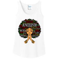 Juneteenth Melanin Black Women Natural Hair Afro Word Art Ladies Essential Tank