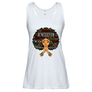 Juneteenth Melanin Black Women Natural Hair Afro Word Art Ladies Essential Flowy Tank