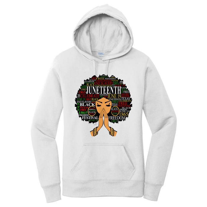 Juneteenth Melanin Black Women Natural Hair Afro Word Art Women's Pullover Hoodie