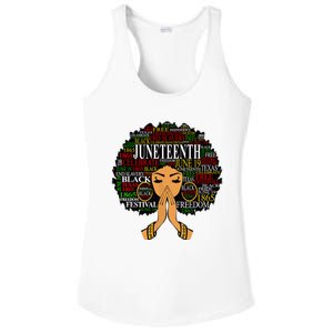 Juneteenth Melanin Black Women Natural Hair Afro Word Art Ladies PosiCharge Competitor Racerback Tank