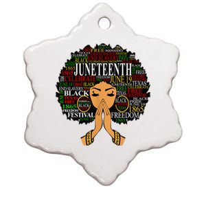 Juneteenth Melanin Black Women Natural Hair Afro Word Art Ceramic Star Ornament