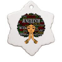 Juneteenth Melanin Black Women Natural Hair Afro Word Art Ceramic Star Ornament