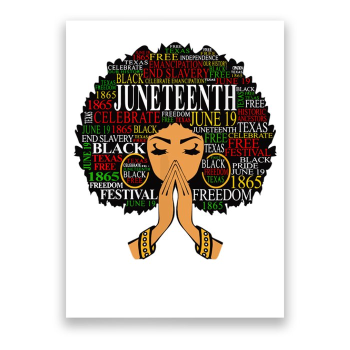 Juneteenth Melanin Black Women Natural Hair Afro Word Art Poster