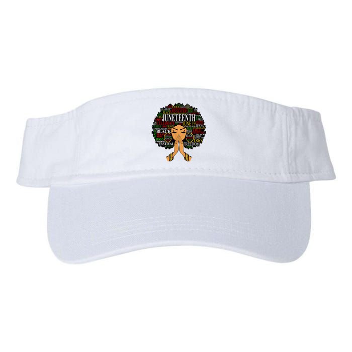 Juneteenth Melanin Black Women Natural Hair Afro Word Art Valucap Bio-Washed Visor