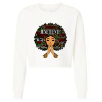 Juneteenth Melanin Black Women Natural Hair Afro Word Art Cropped Pullover Crew