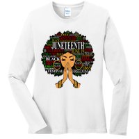 Juneteenth Melanin Black Women Natural Hair Afro Word Art Ladies Long Sleeve Shirt