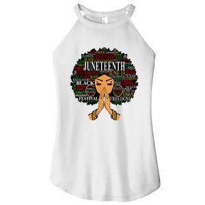 Juneteenth Melanin Black Women Natural Hair Afro Word Art Women's Perfect Tri Rocker Tank