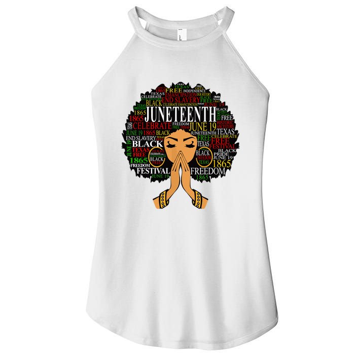 Juneteenth Melanin Black Women Natural Hair Afro Word Art Women's Perfect Tri Rocker Tank