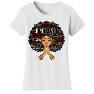 Juneteenth Melanin Black Women Natural Hair Afro Word Art Women's T-Shirt