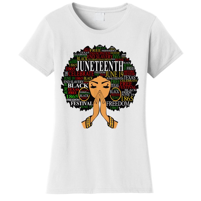 Juneteenth Melanin Black Women Natural Hair Afro Word Art Women's T-Shirt