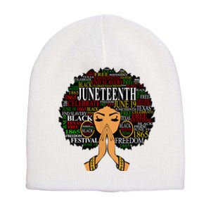 Juneteenth Melanin Black Women Natural Hair Afro Word Art Short Acrylic Beanie