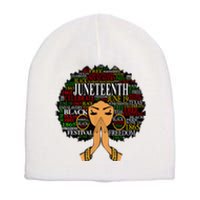 Juneteenth Melanin Black Women Natural Hair Afro Word Art Short Acrylic Beanie