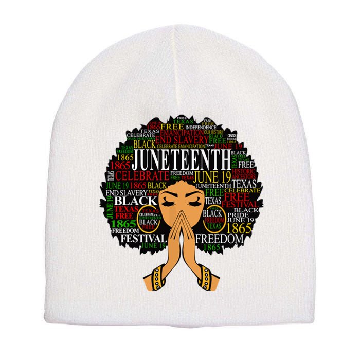 Juneteenth Melanin Black Women Natural Hair Afro Word Art Short Acrylic Beanie