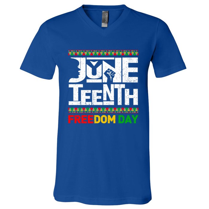 Juneteenth Melanin Black History Month Freedom Day African Gift V-Neck T-Shirt