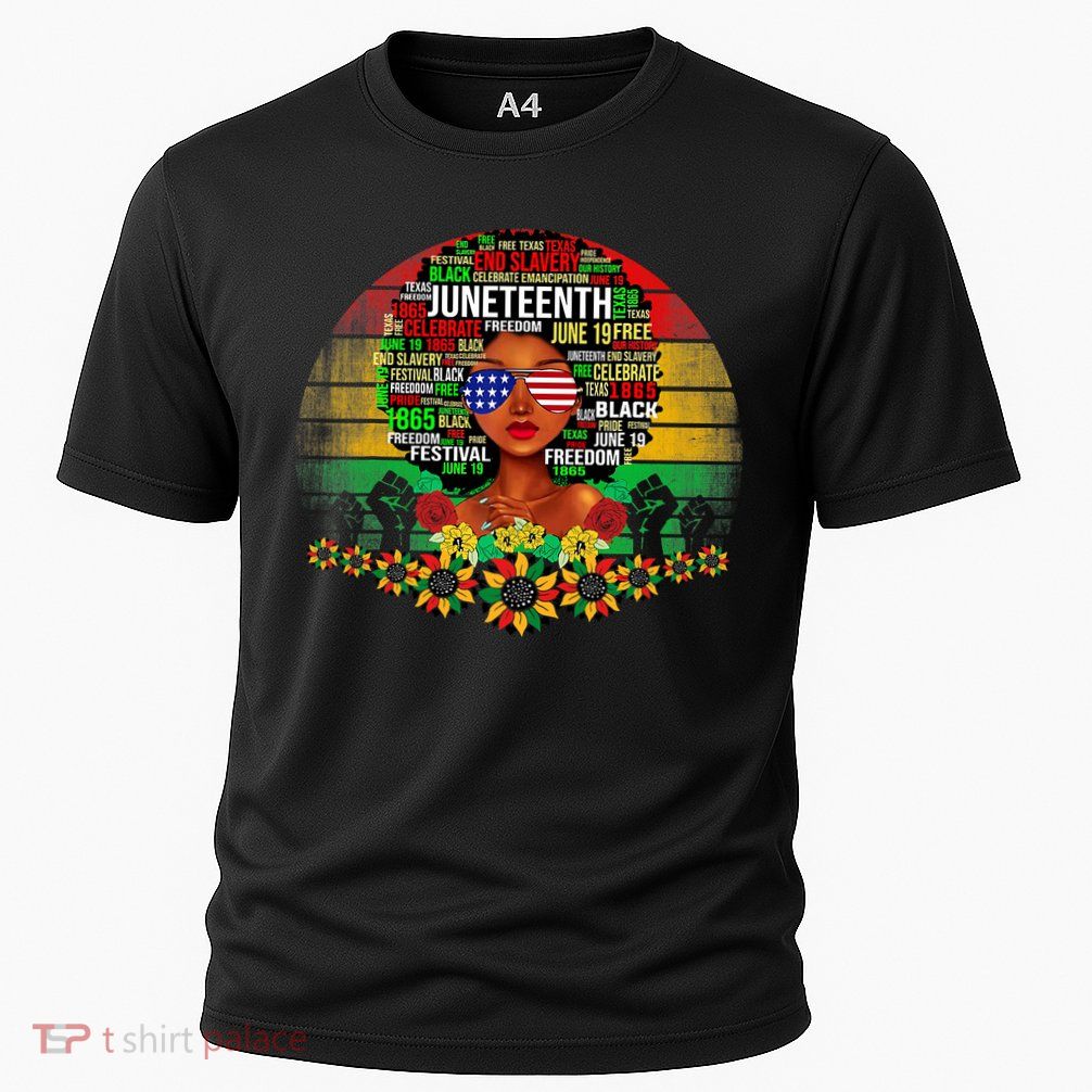 Juneteenth Melanin Black Women Natural Hair Afro Word Art Gift African Pride Performance Shirt