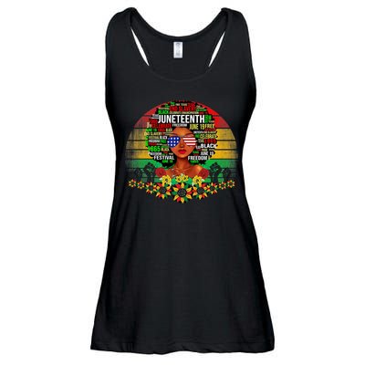 Juneteenth Melanin Black Women Natural Hair Afro Word Art Gift African Pride Ladies Essential Flowy Tank