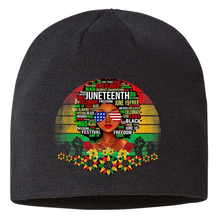 Juneteenth Melanin Black Women Natural Hair Afro Word Art Gift African Pride Sustainable Beanie