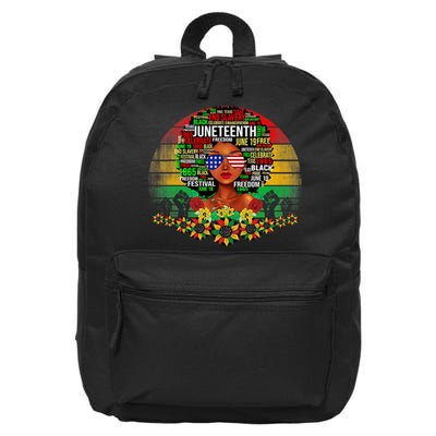 Juneteenth Melanin Black Women Natural Hair Afro Word Art Gift African Pride 16 in Basic Backpack