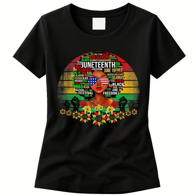 Juneteenth Melanin Black Women Natural Hair Afro Word Art Gift African Pride Womens T-Shirt