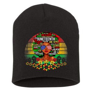 Juneteenth Melanin Black Women Natural Hair Afro Word Art Gift African Pride Short Acrylic Beanie