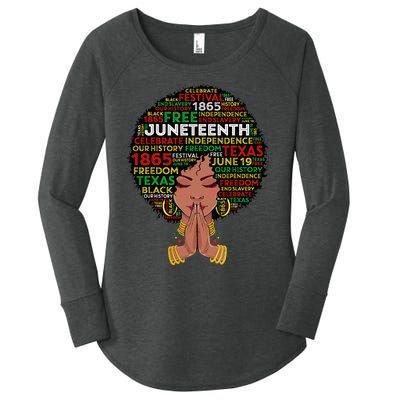 Juneteenth Melanin Black  Natural Hair Afro Queen Women's Perfect Tri Tunic Long Sleeve Shirt