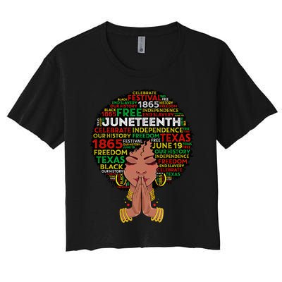 Juneteenth Melanin Black  Natural Hair Afro Queen Women's Crop Top Tee