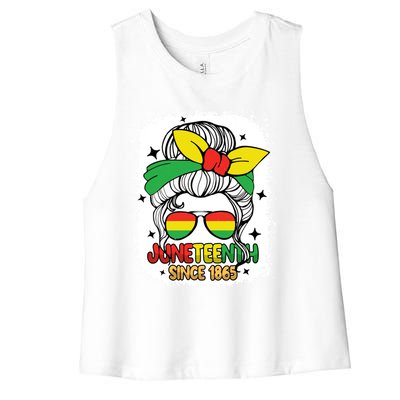 Juneteenth Melanin Black Natural Hair Afro Freedom Day Gift Women's Racerback Cropped Tank