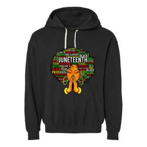 Juneteenth Melanin Black Wo Natural Hair Afro Garment-Dyed Fleece Hoodie