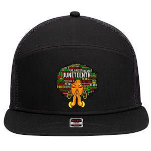 Juneteenth Melanin Black Wo Natural Hair Afro 7 Panel Mesh Trucker Snapback Hat