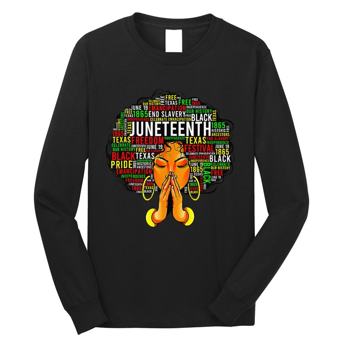 Juneteenth Melanin Black Wo Natural Hair Afro Long Sleeve Shirt