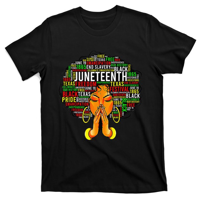 Juneteenth Melanin Black Wo Natural Hair Afro T-Shirt