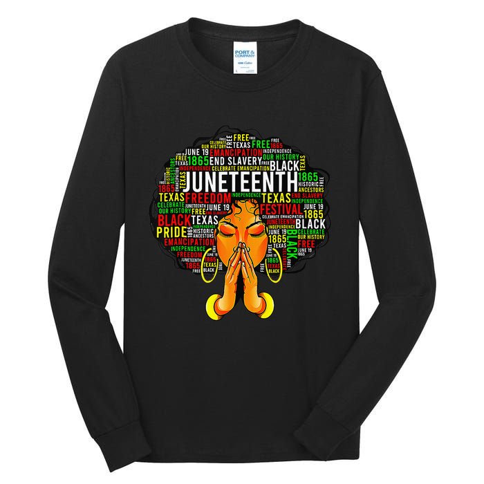 Juneteenth Melanin Black Wo Natural Hair Afro Tall Long Sleeve T-Shirt