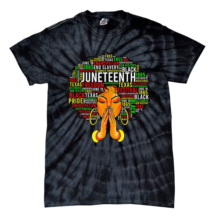 Juneteenth Melanin Black Wo Natural Hair Afro Tie-Dye T-Shirt