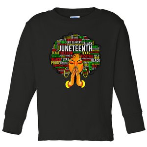 Juneteenth Melanin Black Wo Natural Hair Afro Toddler Long Sleeve Shirt