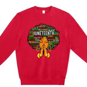 Juneteenth Melanin Black Wo Natural Hair Afro Premium Crewneck Sweatshirt