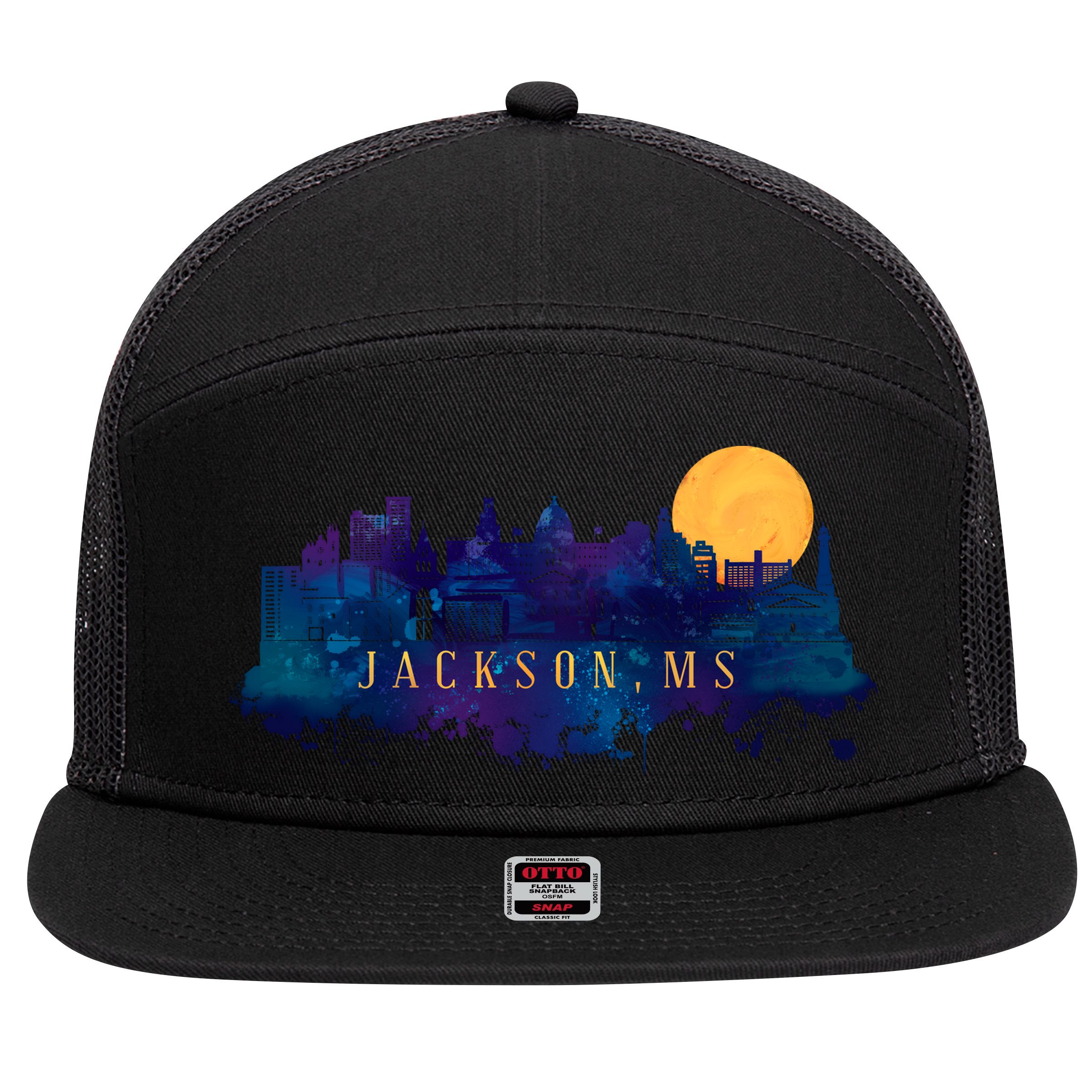 Jackson Mississippi City 7 Panel Mesh Trucker Snapback Hat
