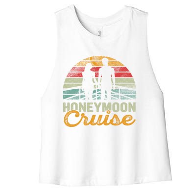 Just Married Couples Matching Honeymoon Cruise Gift Women's Racerback Cropped Tank