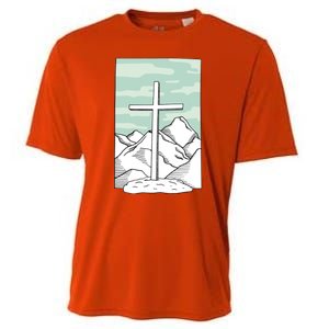 Jesus Mountain Cross Cooling Performance Crew T-Shirt