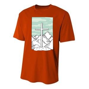 Jesus Mountain Cross Performance Sprint T-Shirt