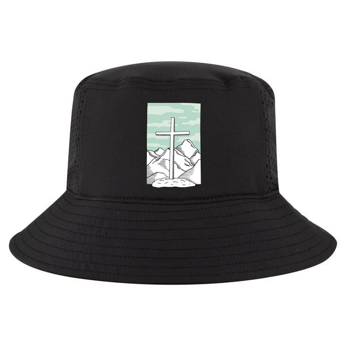 Jesus Mountain Cross Cool Comfort Performance Bucket Hat