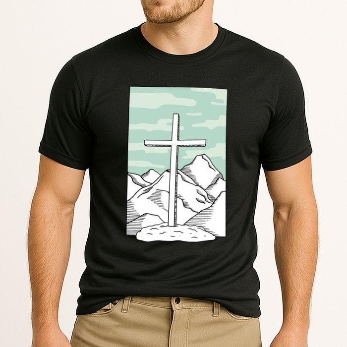 Jesus Mountain Cross Cooling Performance Crew T-Shirt