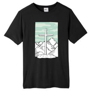 Jesus Mountain Cross Tall Fusion ChromaSoft Performance T-Shirt