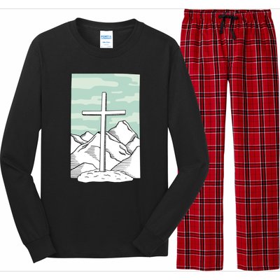 Jesus Mountain Cross Long Sleeve Pajama Set