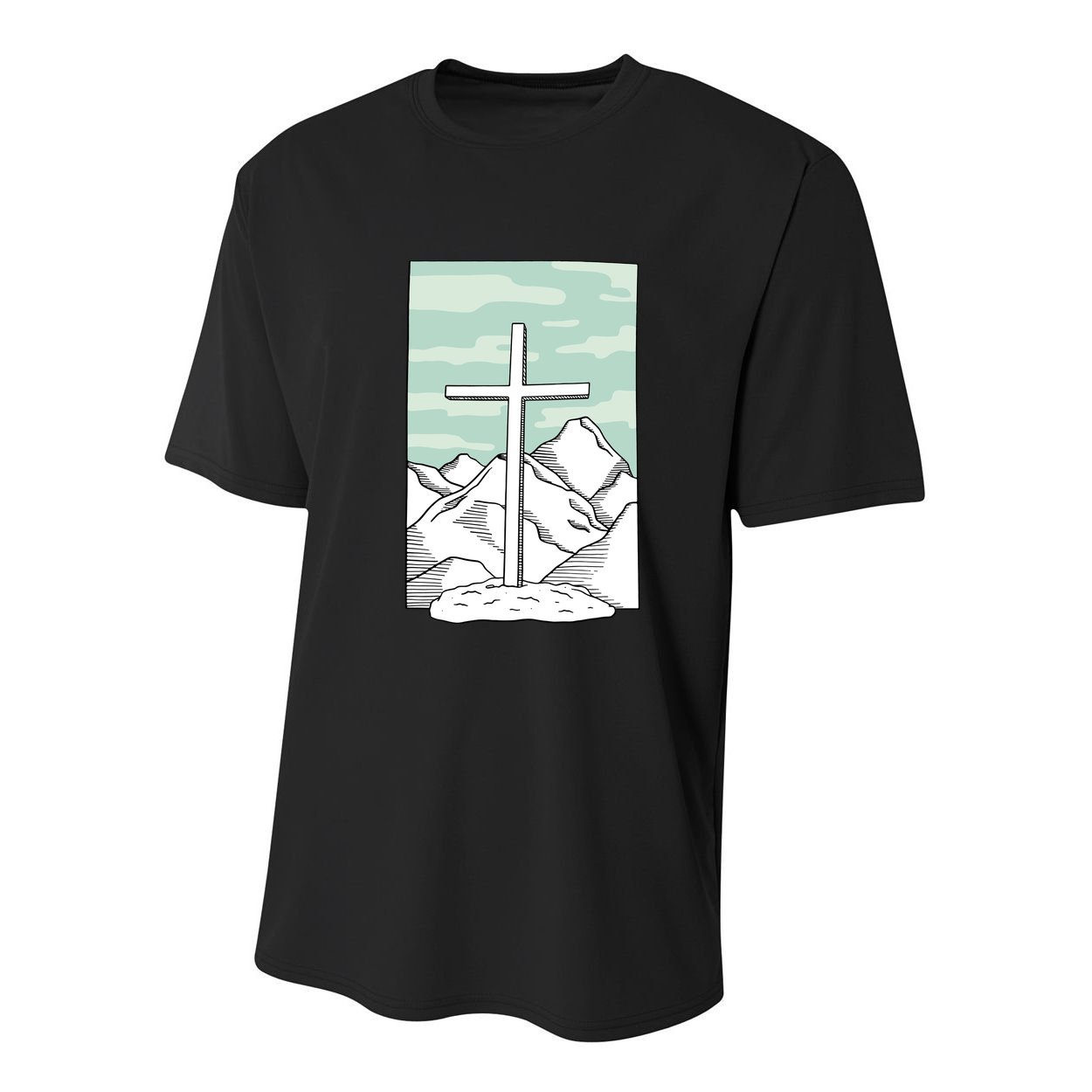 Jesus Mountain Cross Youth Performance Sprint T-Shirt