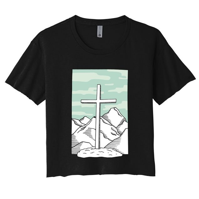 Jesus Mountain Cross Crop Top