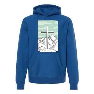 Jesus Mountain Cross Premium Hoodie