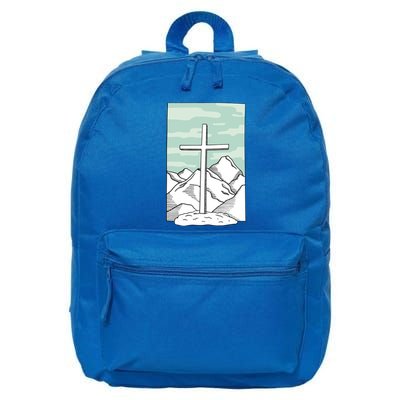 Jesus Mountain Cross 16 in Basic Backpack